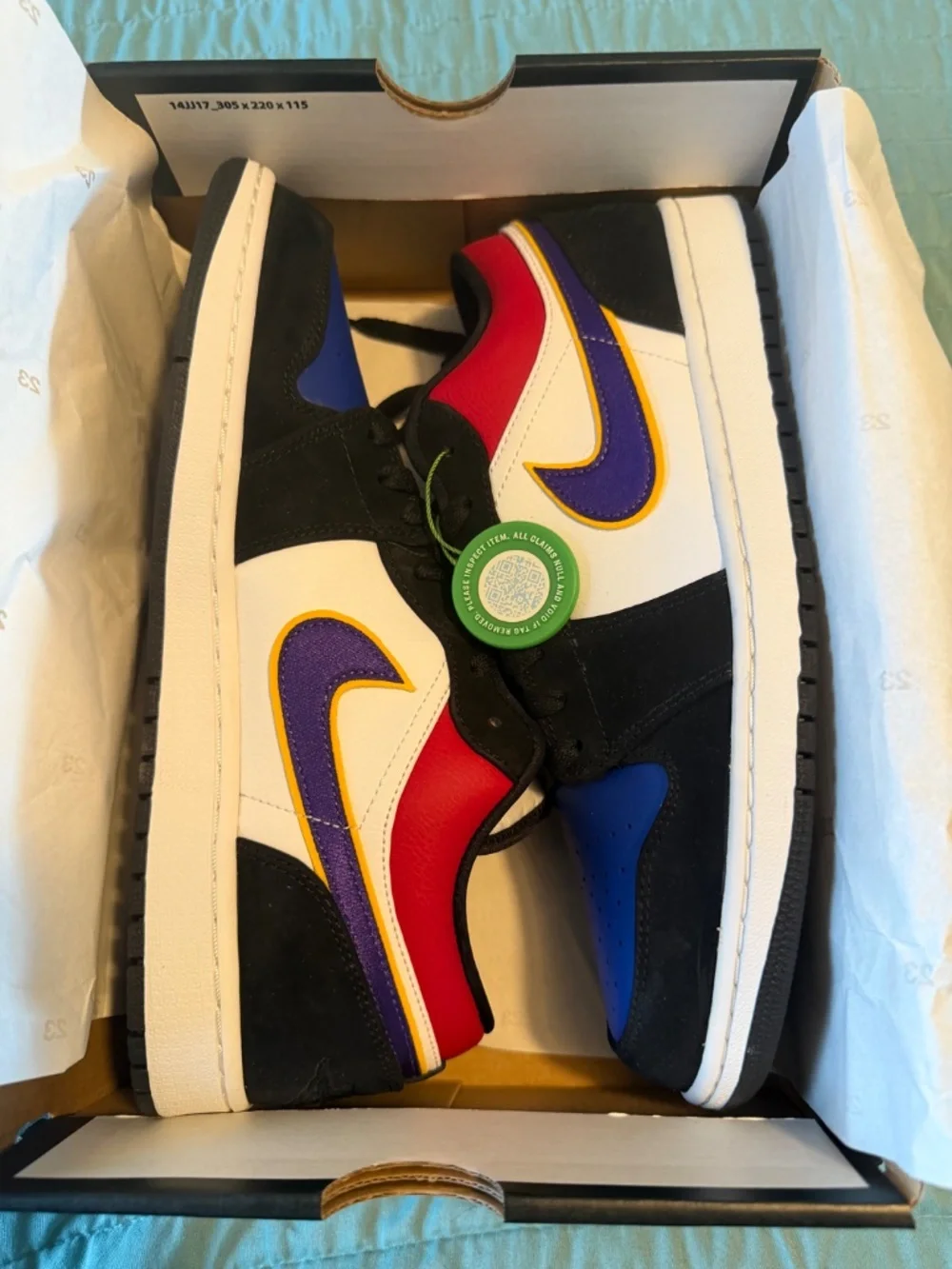 BNIB Nike Air Jordan 1 Low Lakers Top 3 Rivals CJ9216-051 Size 10.5 DS